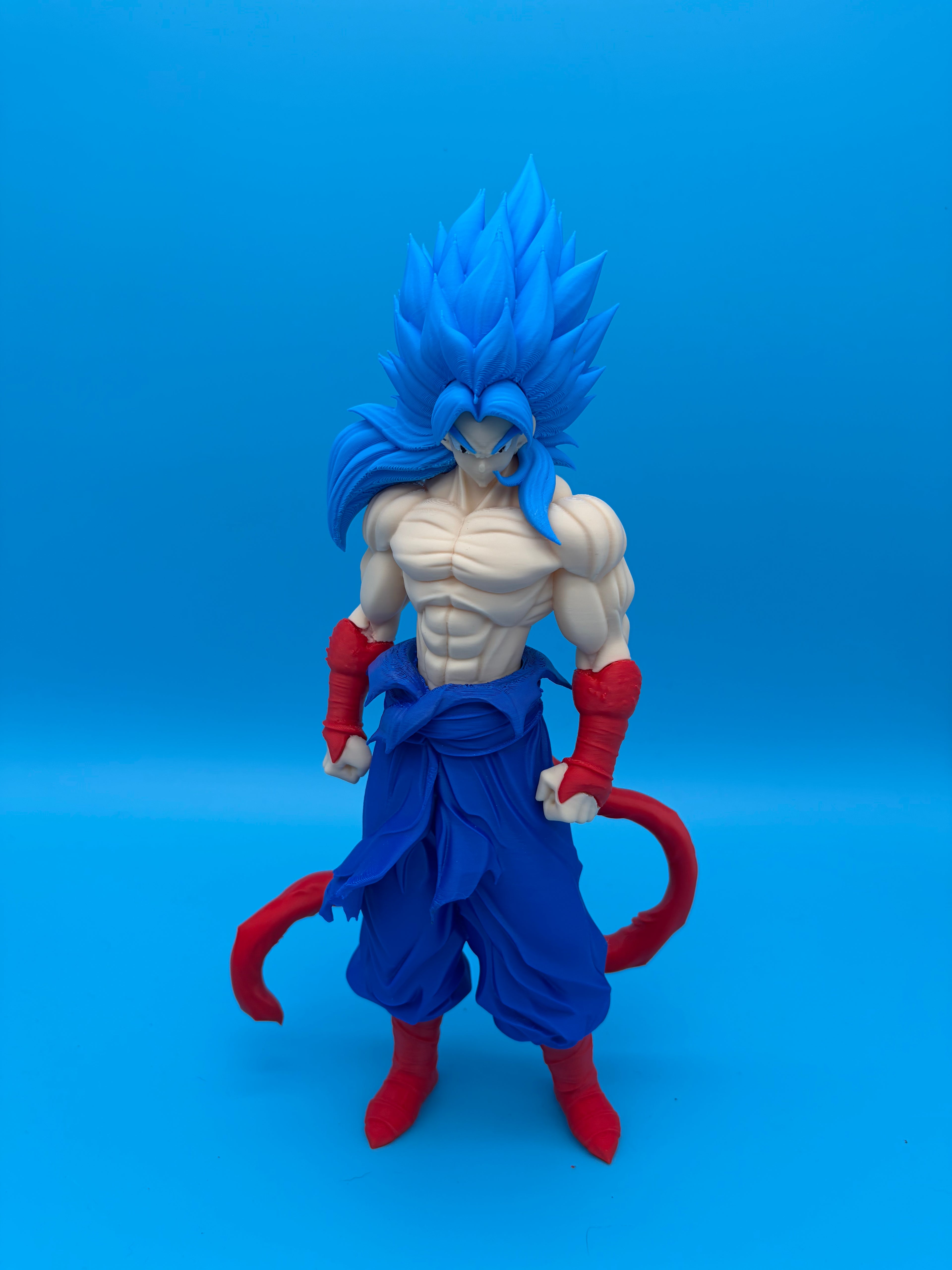 Blue Saiyan Warrior – 3D Printed Collectible Figure-12 inches