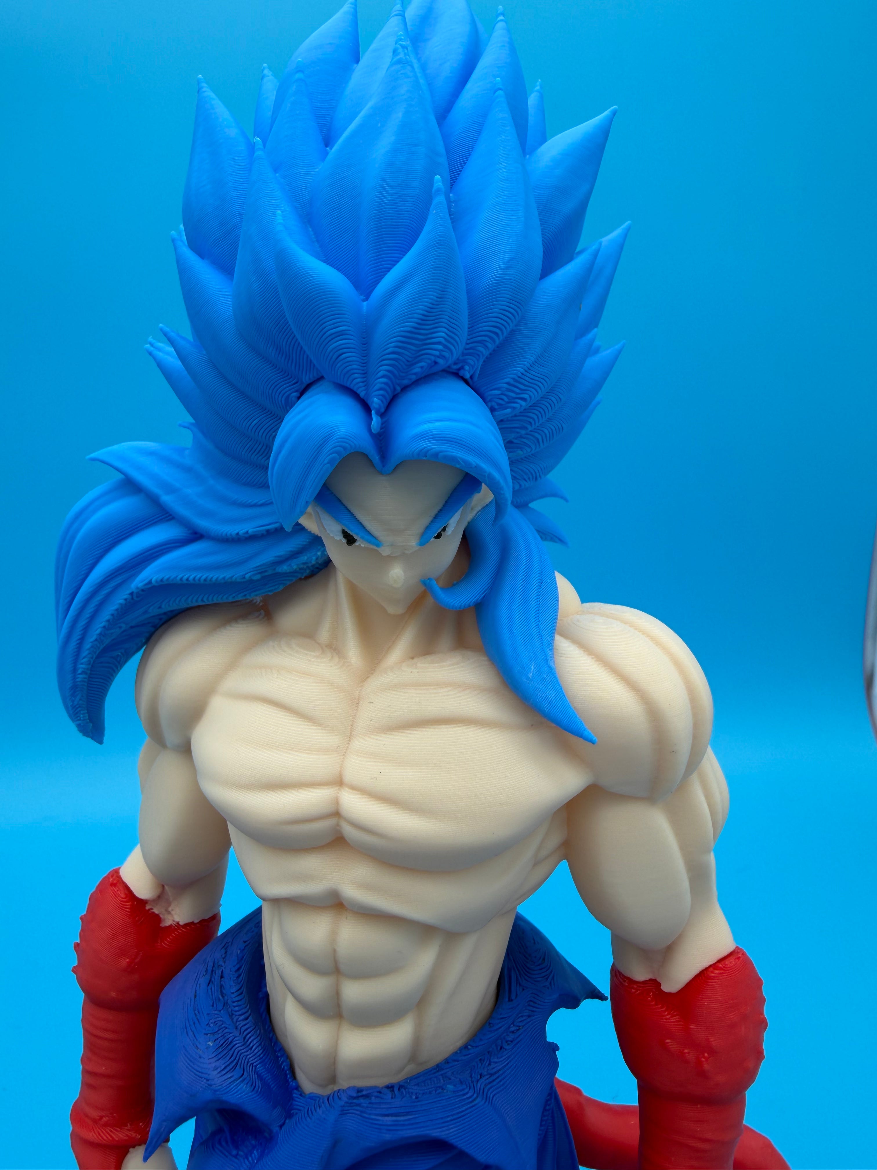 Blue Saiyan Warrior – 3D Printed Collectible Figure-12 inches