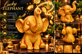 Golden 5 inch 3D printed PLA elephant with raised trunk