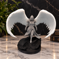 Valkyrie divine female warrior figurine with wide white wings