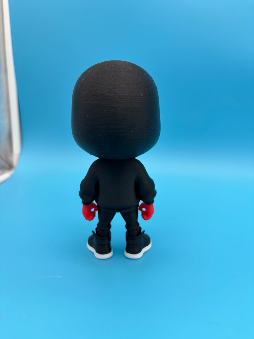 Rear view of 6-inch hooded Spider-Man 3D-printed figure